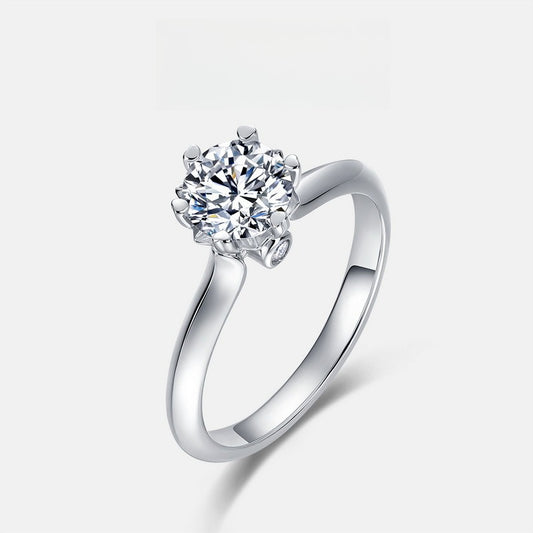 Classic 1ct Lab-Grown Diamond 6-Prong Solitaire Ring - S925 Sterling Silver
