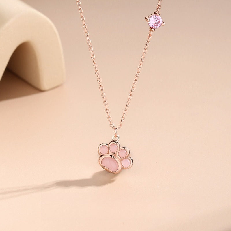 Dapaza Cat Claw Powder Crystal Necklace Female Pendant