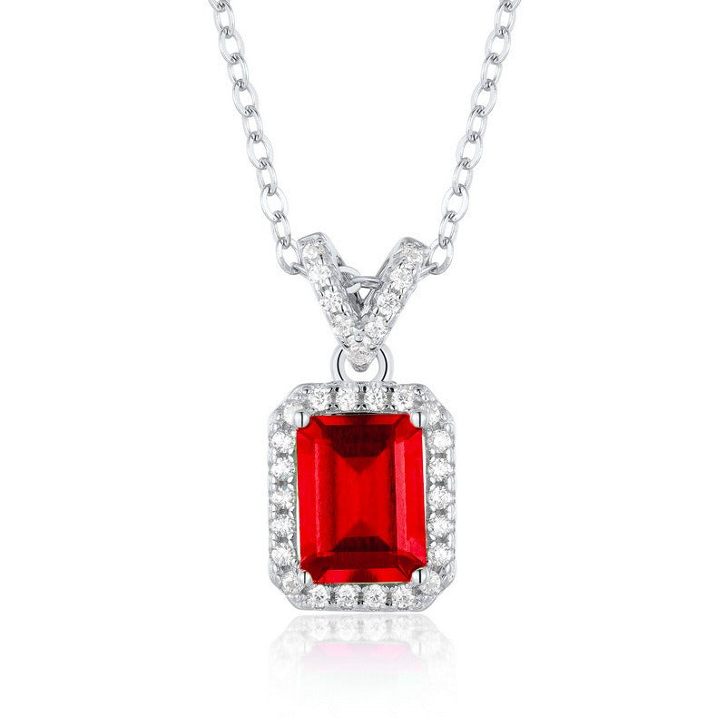 Premium Dapaza Art Deco Geometric Lab-Grown Emerald Necklace | S925 Sterling Silver