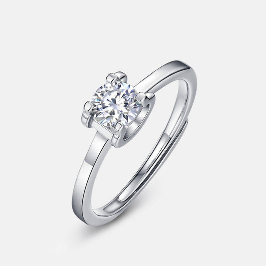 1.12CT Round Brilliant Moissanite Engagement Ring - S925 Sterling Silver "Ox-Head" Setting Solitaire