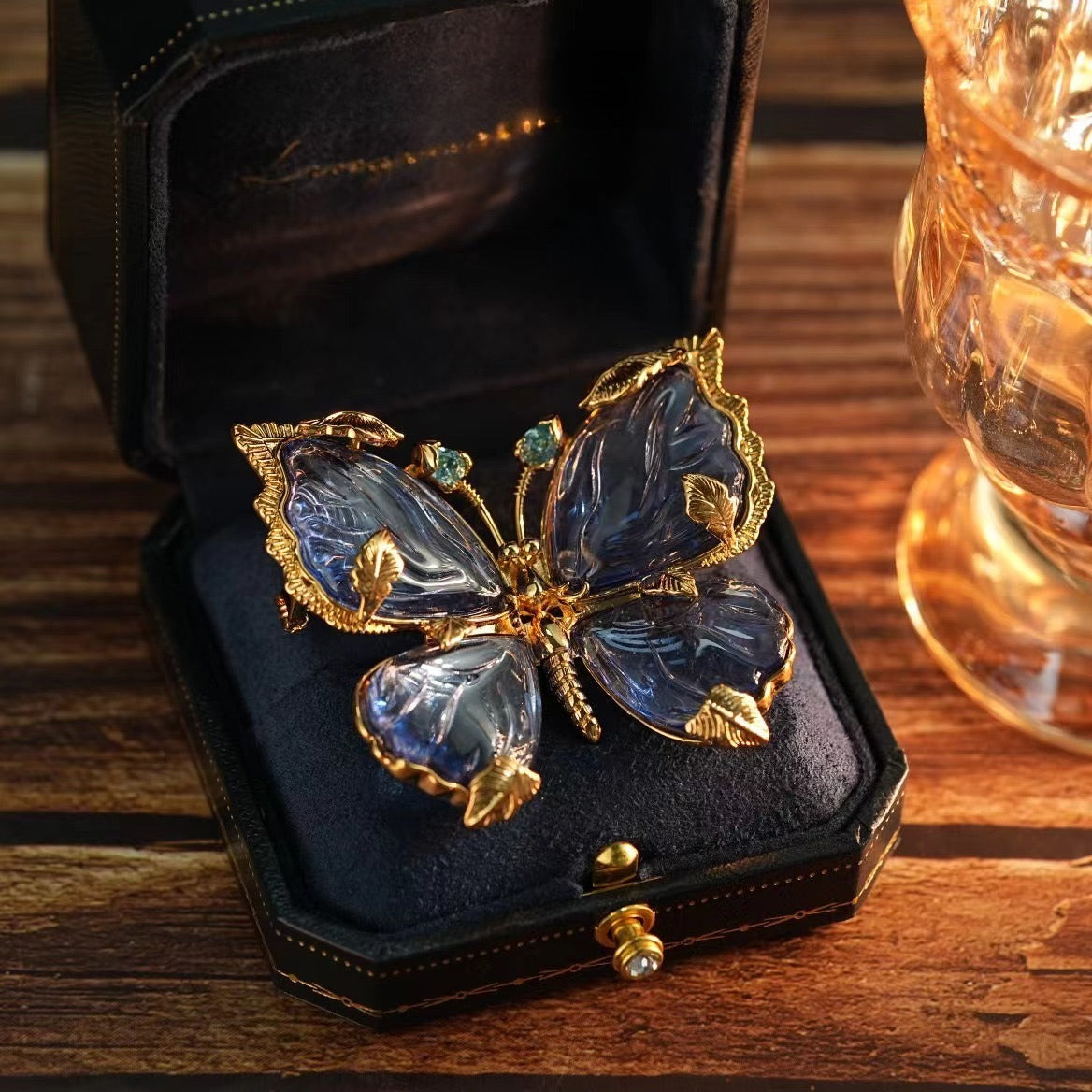 Antique Crystal Butterfly Brooch