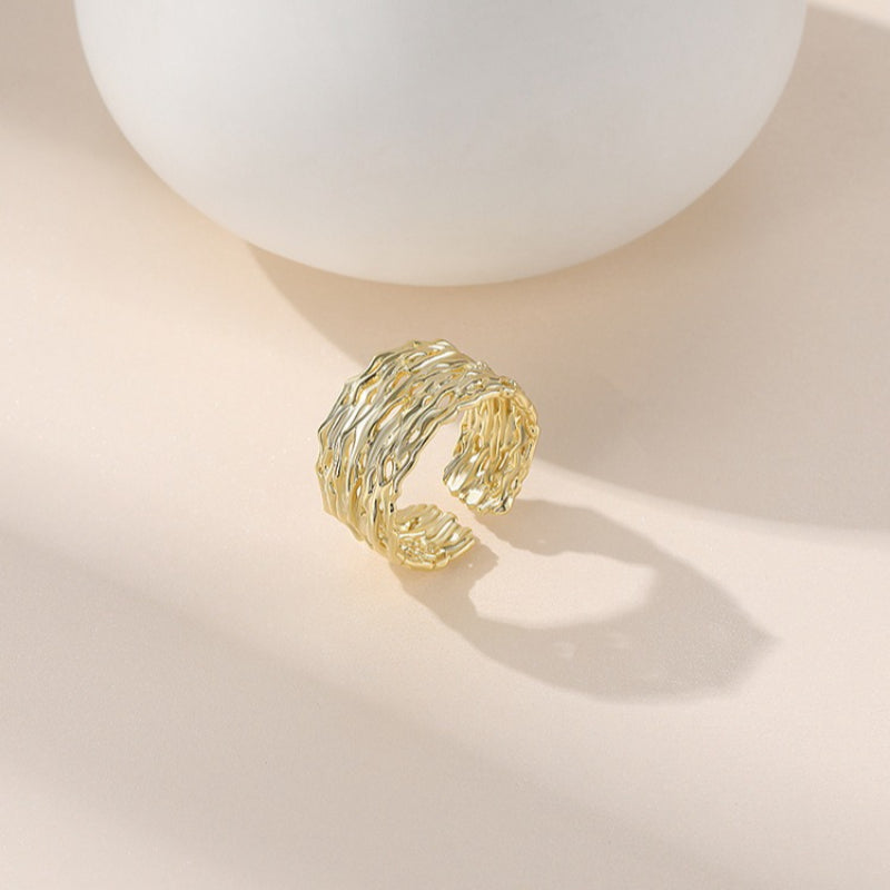 Dapaza S925 Silver Geometric Textured Ring
