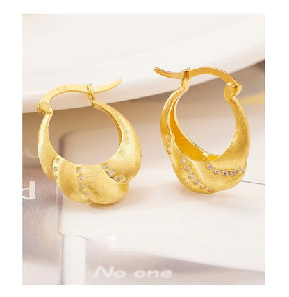New S925 Sterling Silver Spiral Twist Earrings Niche Design French Retro Ear Jewelry