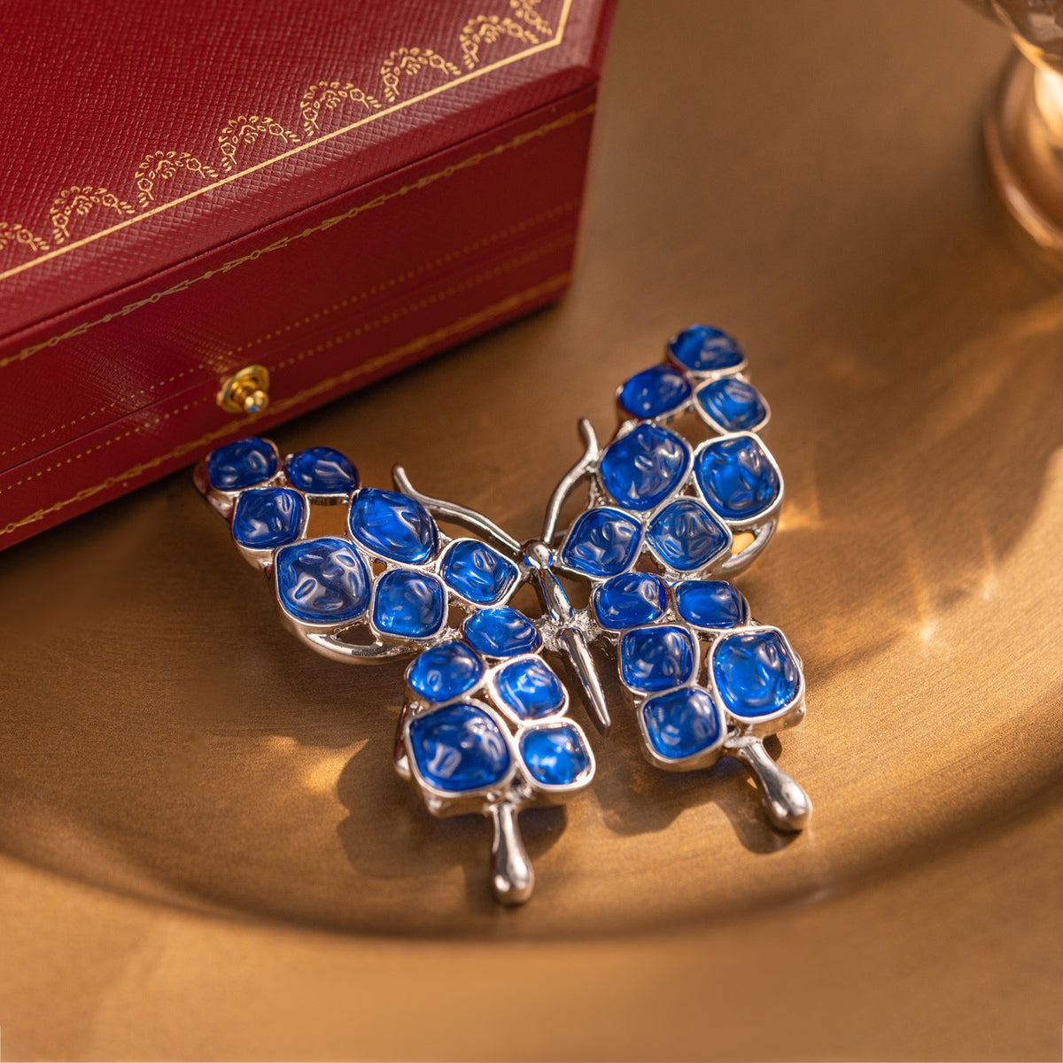 Resin Gem Butterfly Brooch