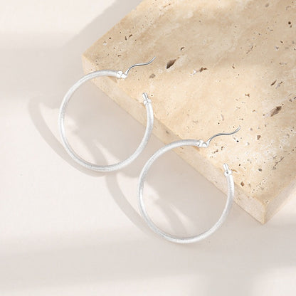 New 925 Sterling Silver Earrings Matte Circle Stud Earrings