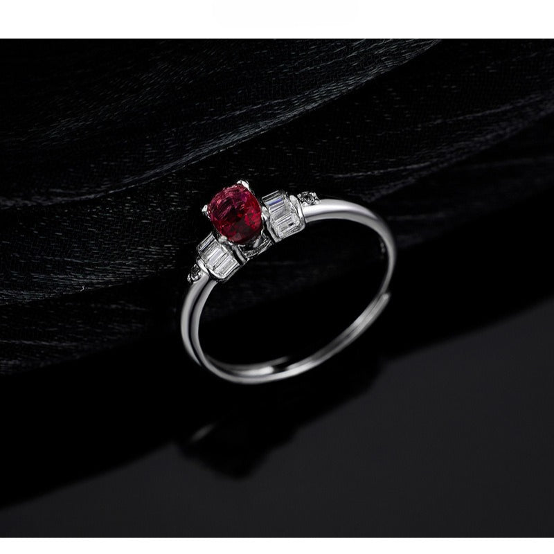 S925 Sterling Silver Ring Women's Zirconium Niche Design Adjustable Ring with Opening
