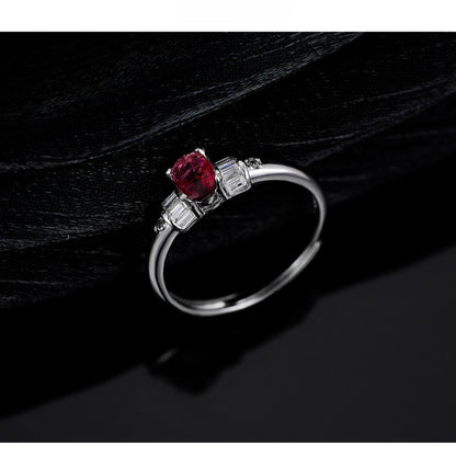 S925 Sterling Silver Ring Women's Zirconium Niche Design Adjustable Ring with Opening