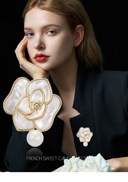 Dapaza Camellia Mother of Pearl Brooch