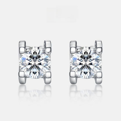 Classic Moissanite Bull Setting Stud Earrings - S925 Sterling Silver