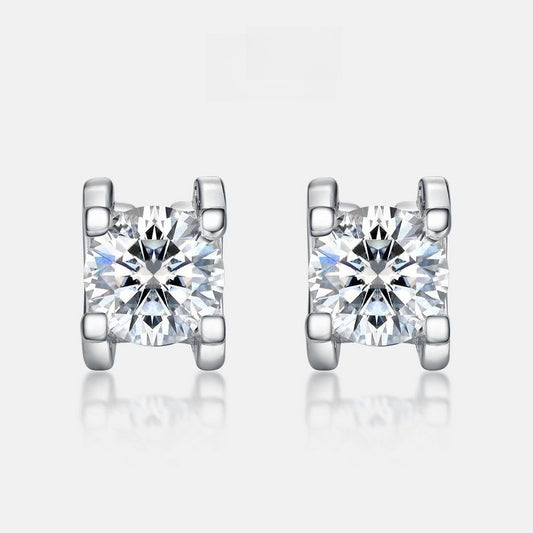 Classic Moissanite Bull Setting Stud Earrings - S925 Sterling Silver