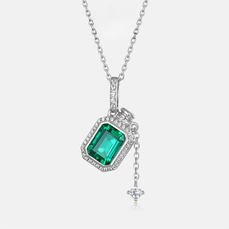 Magic Bottle Lab-Grown Emerald Necklace - S925 Sterling Silver