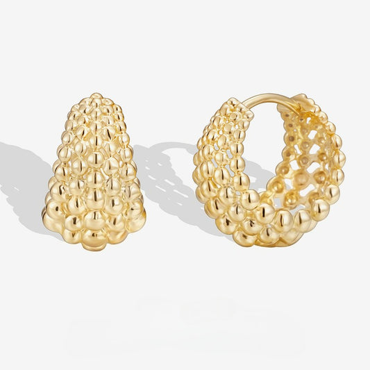 Simple Autumn and Winter 925 Sterling Silver C-shaped Bead Earrings