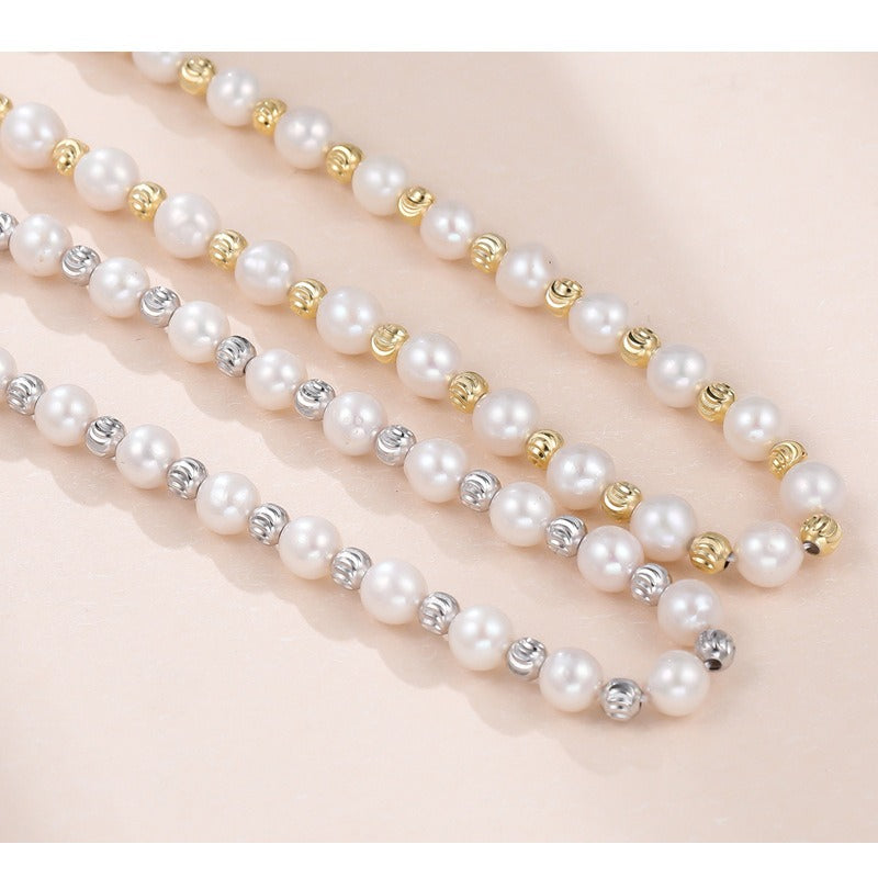 New S925 Sterling Silver Baroque Pearl Necklace