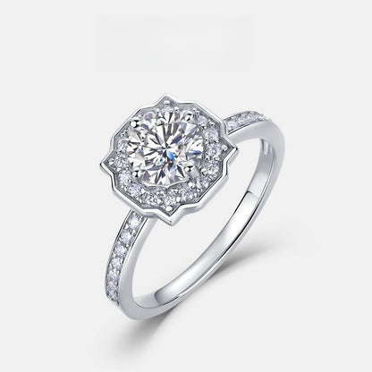Round Lab-Grown Diamond Geometric Halo Ring - S925 Sterling Silver