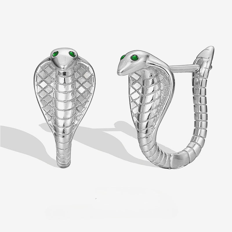New S925 Sterling Silver Premium Cold Wind Cobra Earrings Spirit Snake Ear Buckle Male and Female Couples Ear Accessories