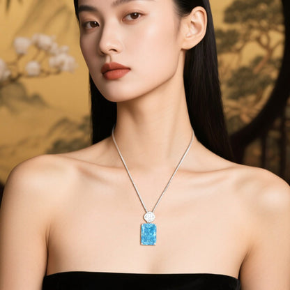 Dapaza S925 Silver Natural Aquamarine Necklace