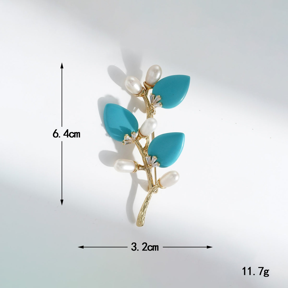 Multi-Color Natural Stone Branch & Leaf Brooch