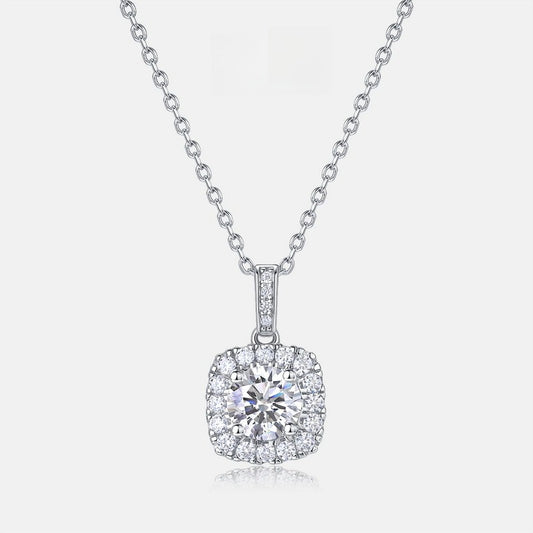 Geometric Round 1ct Lab-grown Diamond Necklace, S925 Sterling Silver, One Carat Choker