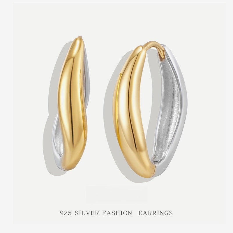 S925 Sterling Silver Earrings - Women's Unique, Exquisite, High-end, 3d, Niche, Minimalist Hoop & Oval Earrings