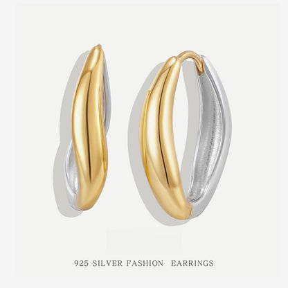 S925 Sterling Silver Earrings - Women's Unique, Exquisite, High-end, 3d, Niche, Minimalist Hoop & Oval Earrings