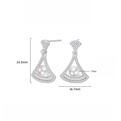 S925 Sterling Silver Australian White Shell Pearl Earrings - Luxurious, High-end Design, Exquisite Stud Earrings for Dresses