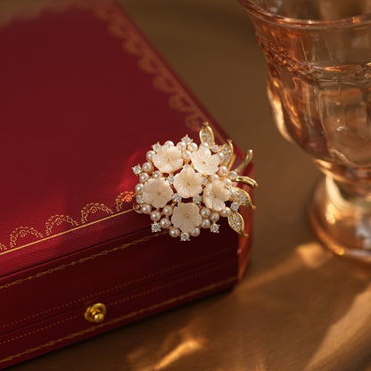 Zircon Natural Shell Pearl Fashion Women's Coat Brooch Accessories