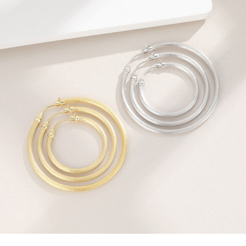 New 925 Sterling Silver Earrings Matte Circle Stud Earrings