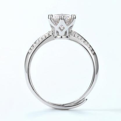 1.12CT Round Cut Moissanite Laurel Crown Ring - S925 Sterling Silver Adjustable Band