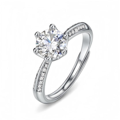 1.12CT Round Cut Moissanite Laurel Crown Ring - S925 Sterling Silver Adjustable Band