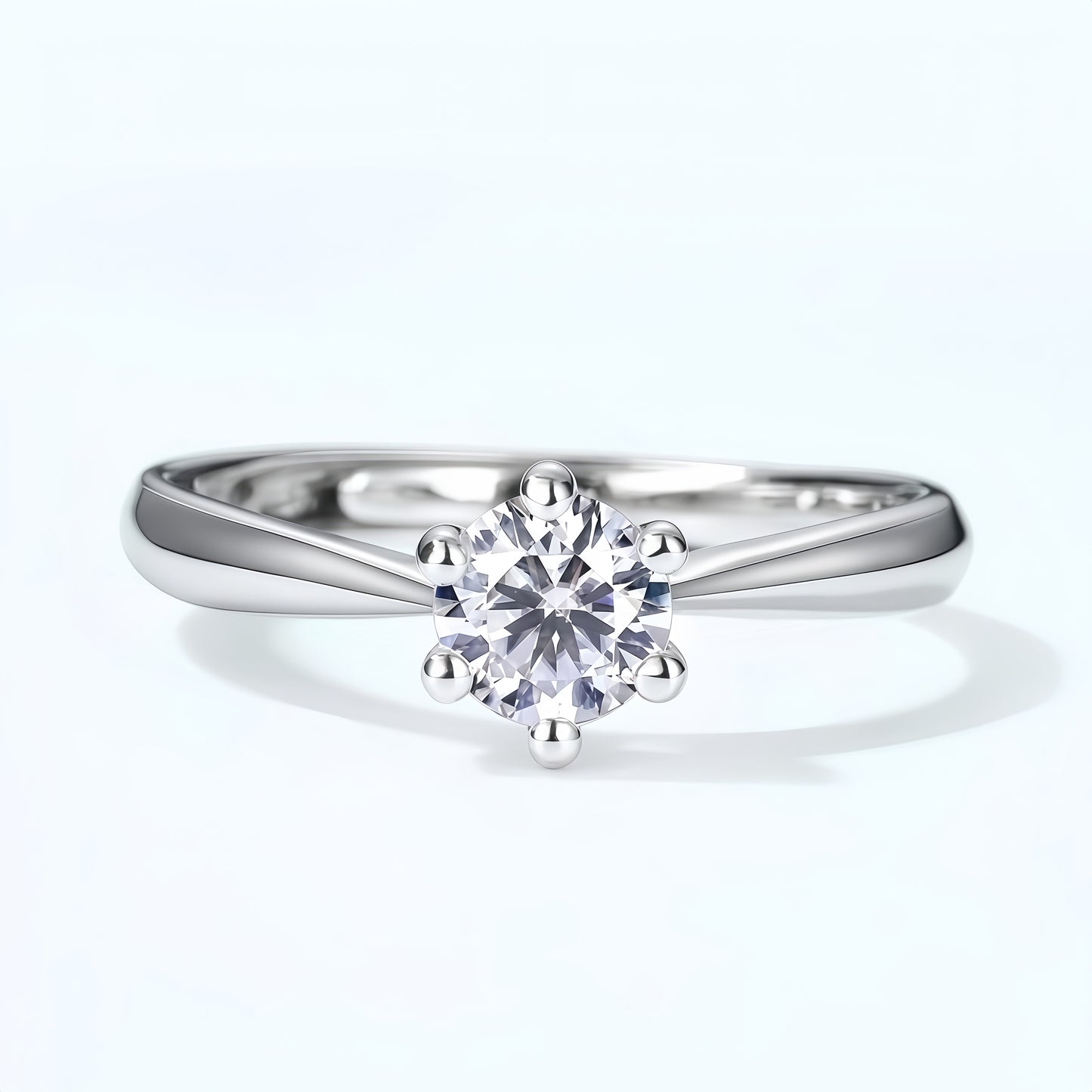 0.5CT Round Cut Moissanite Engagement Ring - S925 Sterling Silver Adjustable Band