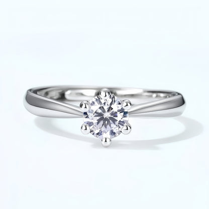 0.5CT Round Cut Moissanite Engagement Ring - S925 Sterling Silver Adjustable Band