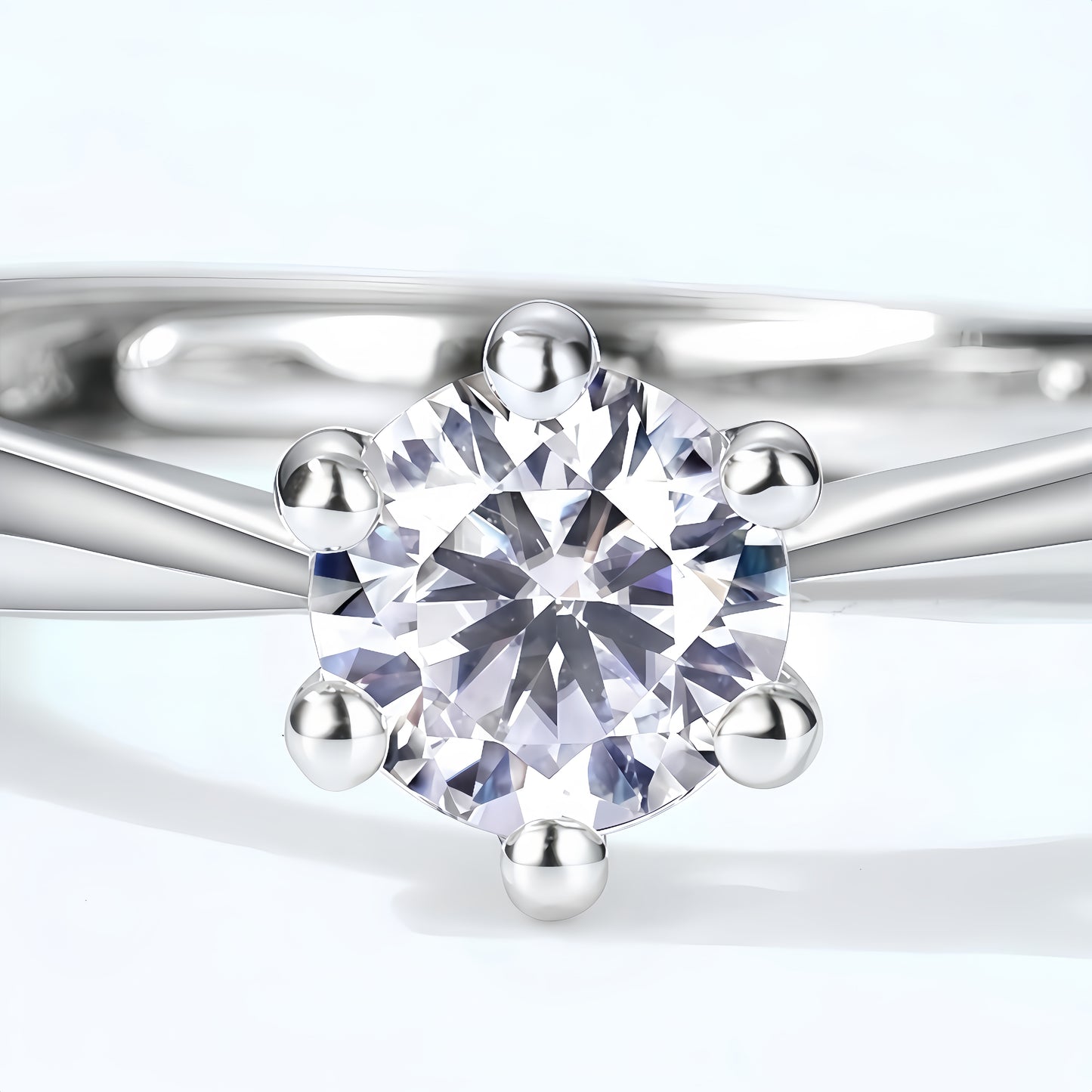 0.5CT Round Cut Moissanite Engagement Ring - S925 Sterling Silver Adjustable Band