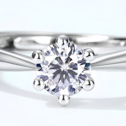 0.5CT Round Cut Moissanite Engagement Ring - S925 Sterling Silver Adjustable Band
