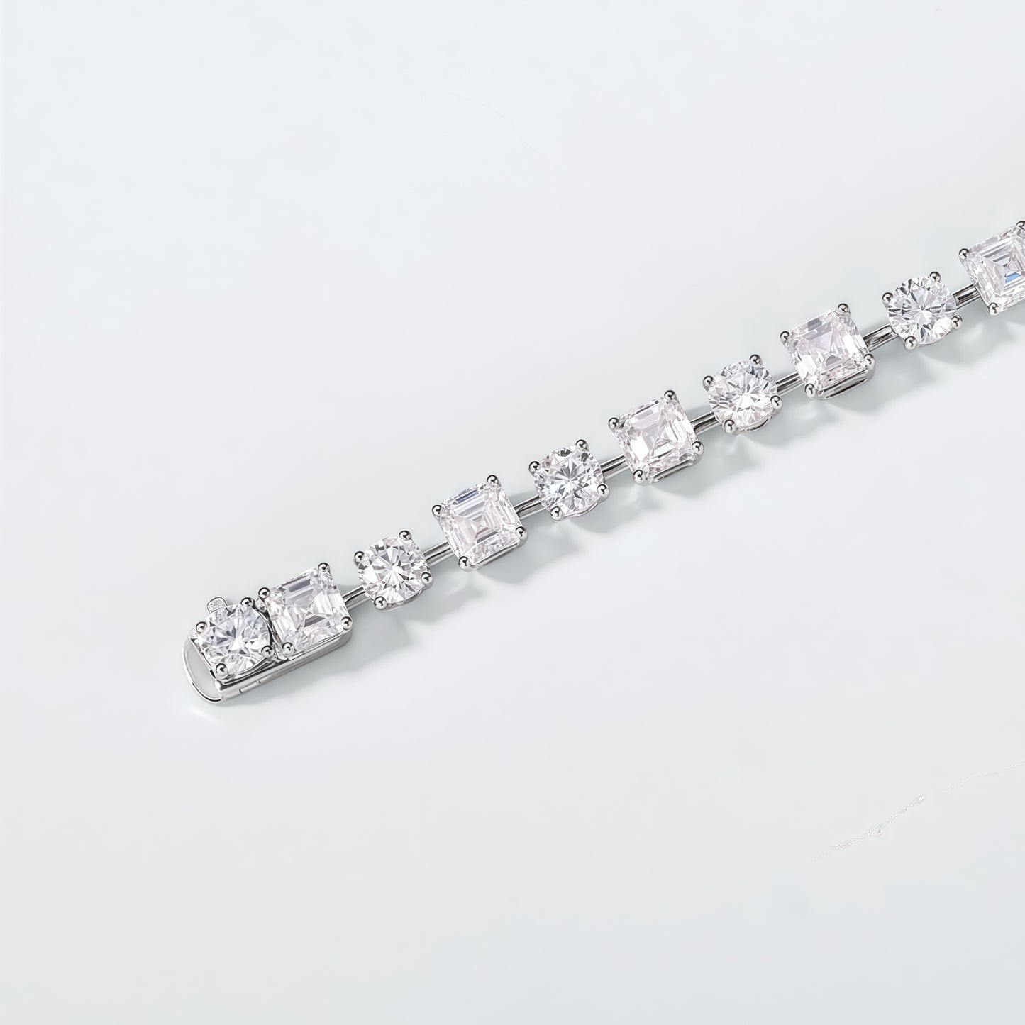 Alternating Cut Lab Diamond Tennis Bracelet - 11.4ctw - PT950 - Dapaza