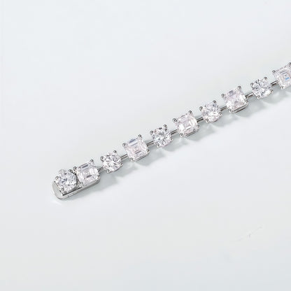 Alternating Cut Lab Diamond Tennis Bracelet - 11.4ctw - PT950 - Dapaza