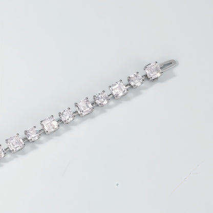 Alternating Cut Lab Diamond Tennis Bracelet - 11.4ctw - PT950 - Dapaza