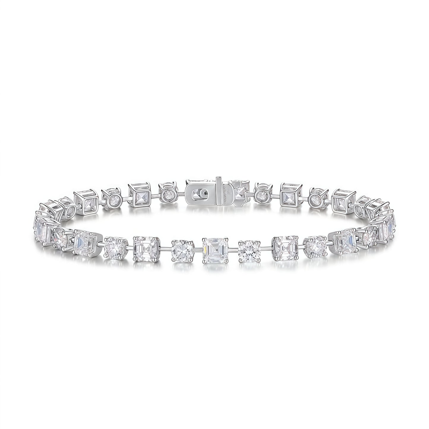 Alternating Cut Lab Diamond Tennis Bracelet - 11.4ctw - PT950 - Dapaza
