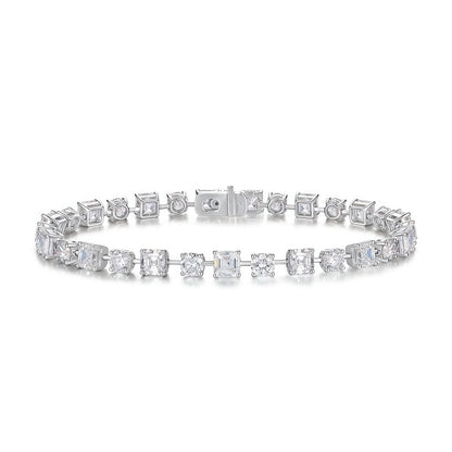 Alternating Cut Lab Diamond Tennis Bracelet - 11.4ctw - PT950 - Dapaza