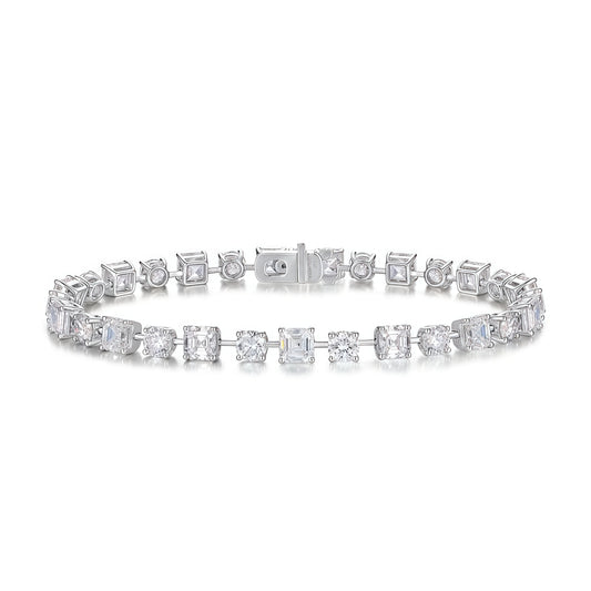 Alternating Cut Lab Diamond Tennis Bracelet - 11.4ctw - PT950 - Dapaza