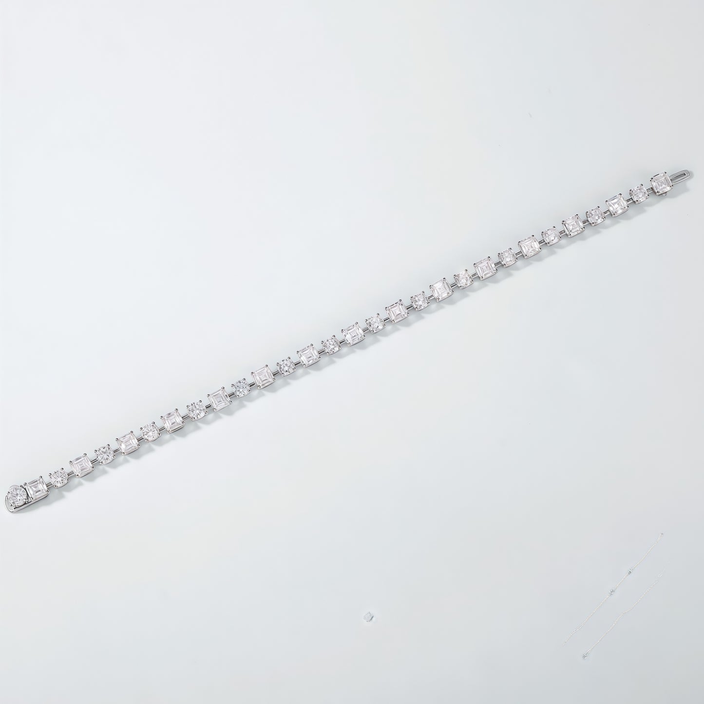 Alternating Cut Lab Diamond Tennis Bracelet - 11.4ctw - PT950 - Dapaza