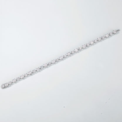 Alternating Cut Lab Diamond Tennis Bracelet - 11.4ctw - PT950 - Dapaza