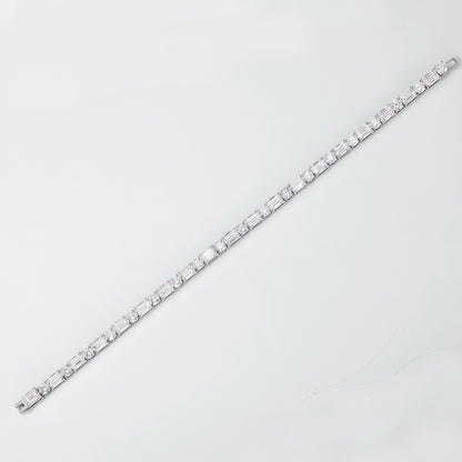 Alternating Round & Emerald Lab Diamond Bracelet - 11.65ctw - Dapaza