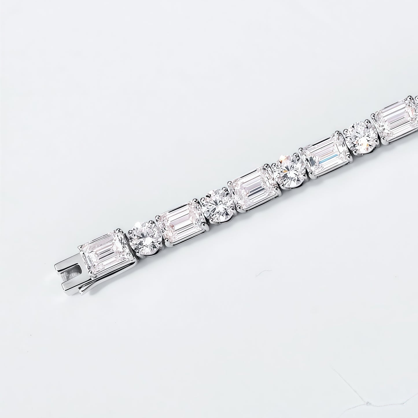 Alternating Round & Emerald Lab Diamond Bracelet - 11.65ctw - Dapaza