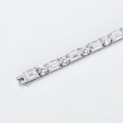Alternating Round & Emerald Lab Diamond Bracelet - 11.65ctw - Dapaza
