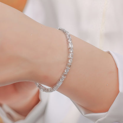 Alternating Round & Emerald Lab Diamond Bracelet - 11.65ctw - Dapaza