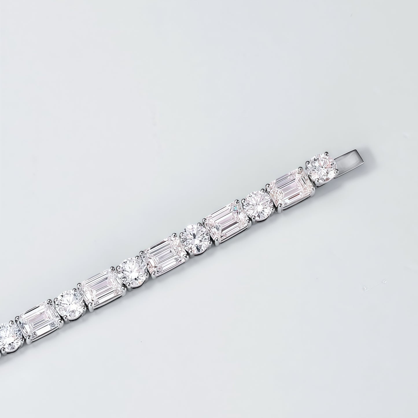 Alternating Round & Emerald Lab Diamond Bracelet - 11.65ctw - Dapaza