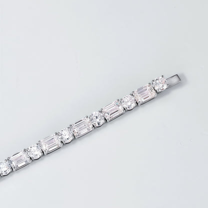 Alternating Round & Emerald Lab Diamond Bracelet - 11.65ctw - Dapaza