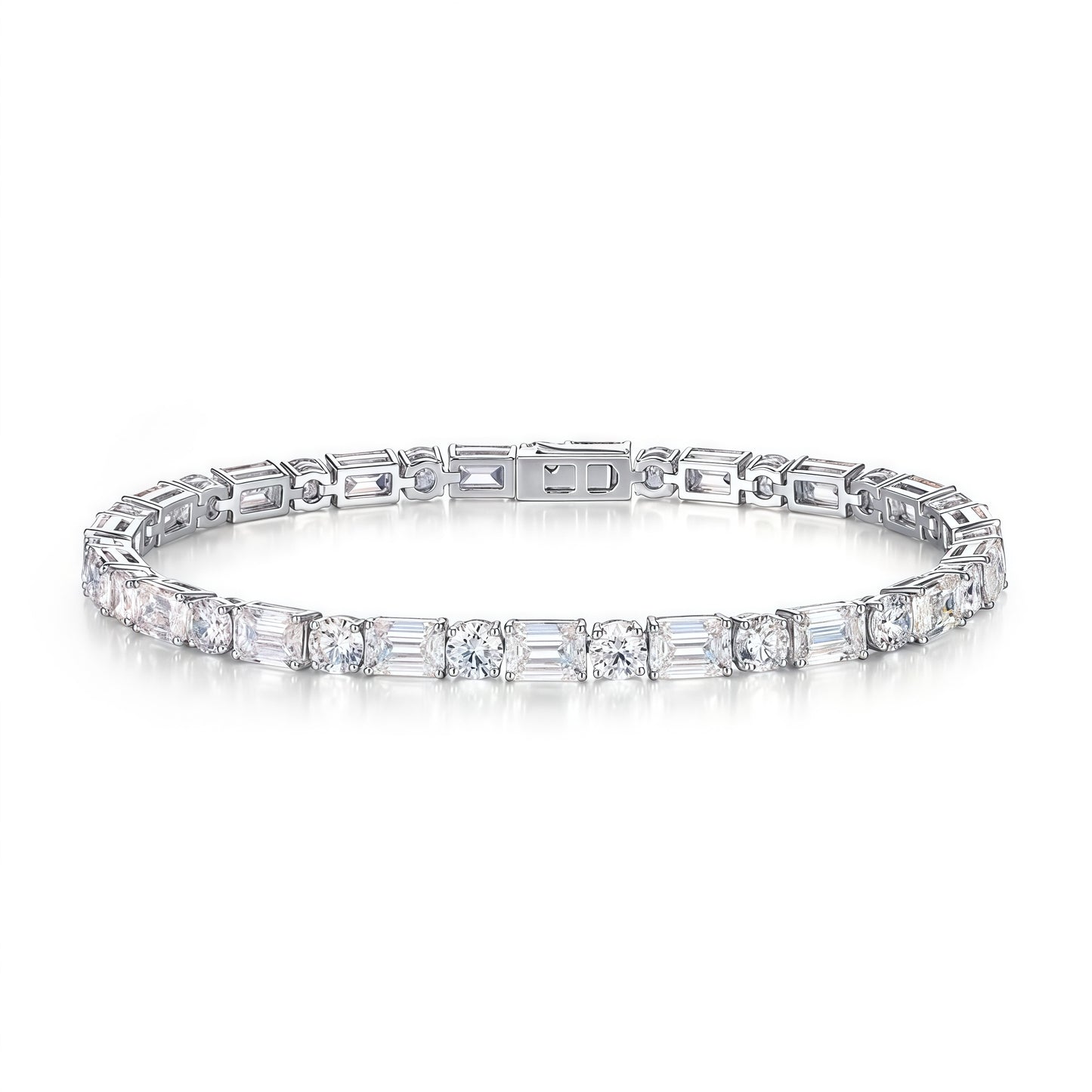 Alternating Round & Emerald Lab Diamond Bracelet - 11.65ctw - Dapaza