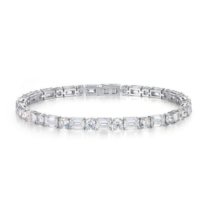 Alternating Round & Emerald Lab Diamond Bracelet - 11.65ctw - Dapaza