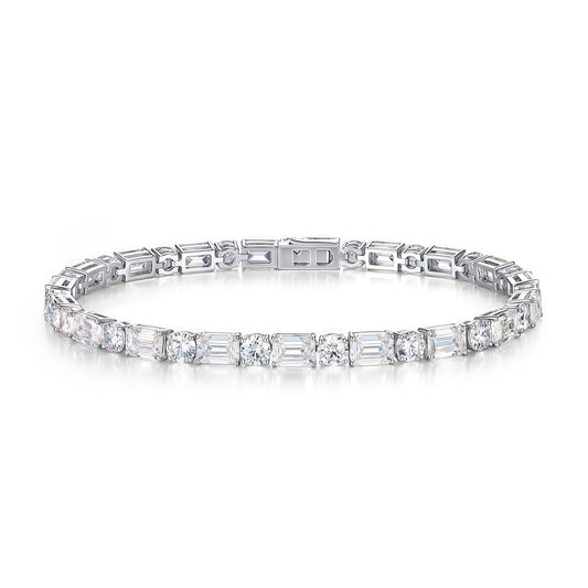 Alternating Round & Emerald Lab Diamond Bracelet - 11.65ctw - Dapaza